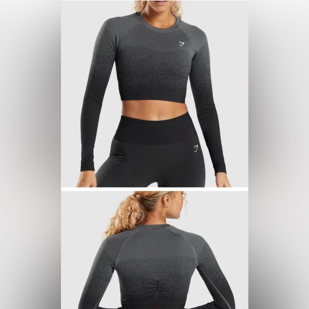 ADAPT OMBRE SEAMLESS LONG SLEEVE CROP TOP